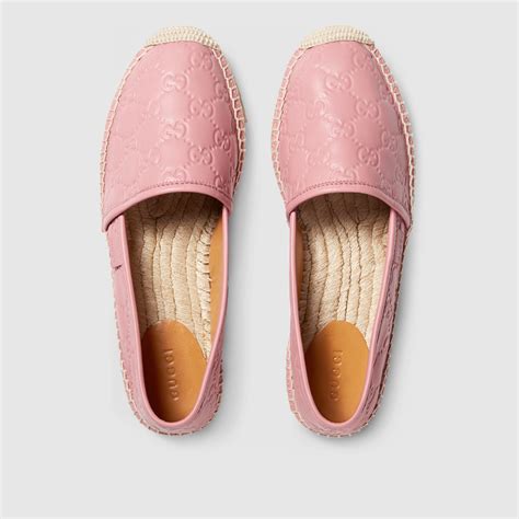 gucci signature leather espadrille pink|Gucci espadrilles denim.